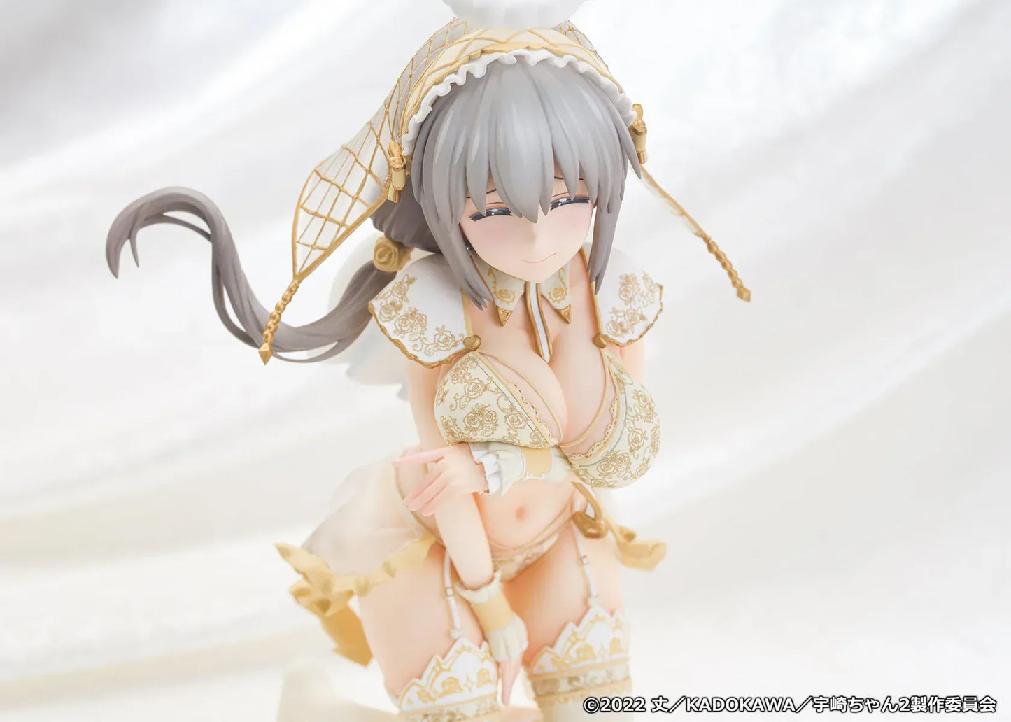 Tsuki Uzaki Angel Version 1/7 scale figure from Uzaki-chan Wants to Hang Out kneeling pose