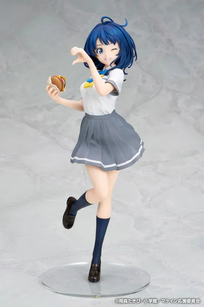 Too Many Losing Heroines Anna Yanami 1/7 Scale Figure featuring Anna with short blue hair, school uniform, snack accessory, and playful peace-sign pose.