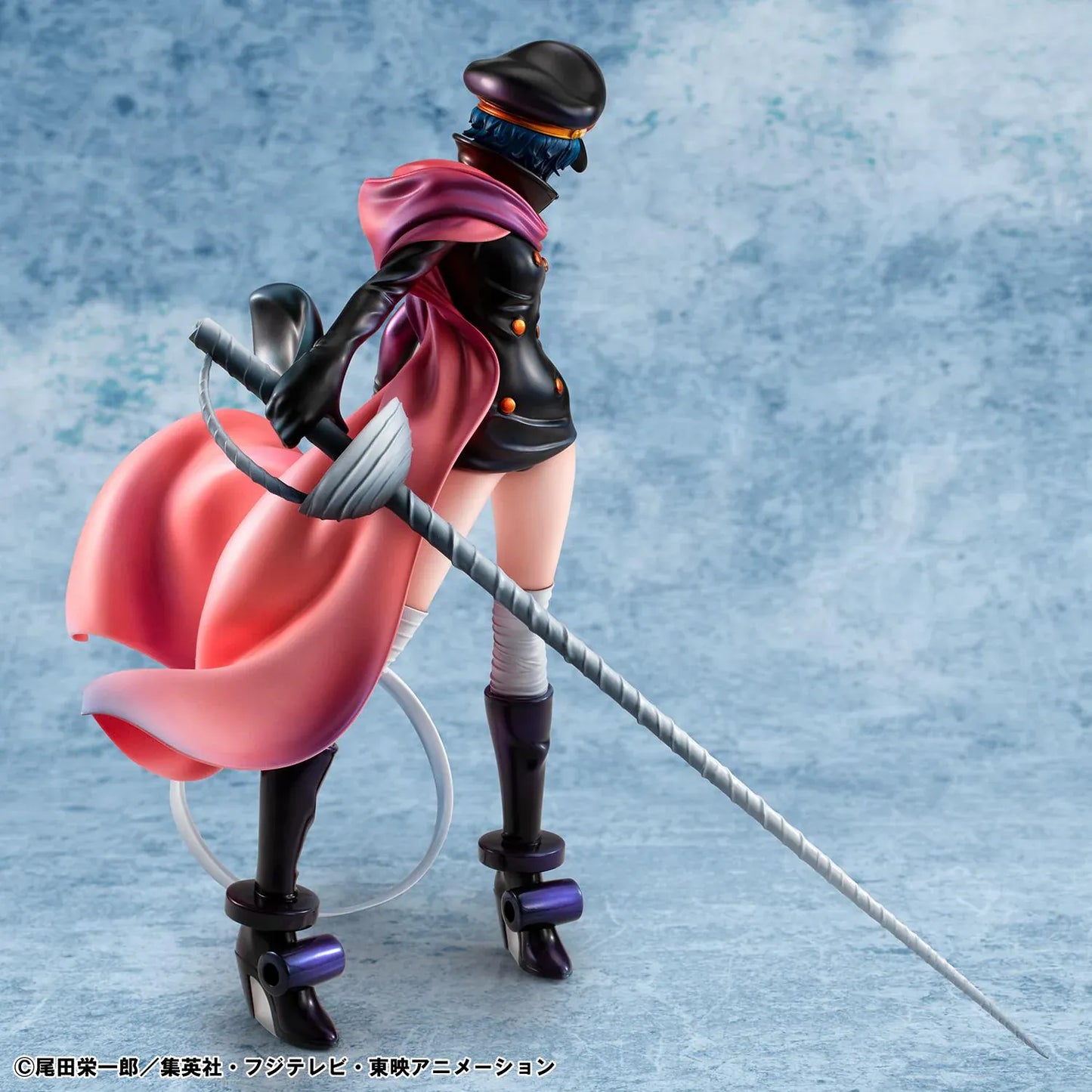 One Piece Portrait Of Pirates Elevated Boost Saint Gunko Figure with black outfit, red cape, goggles, and weapon