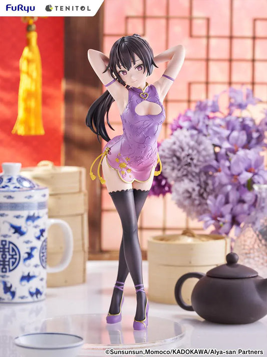 Alya Sometimes Hides Her Feelings in Russian TENITOL TALL Yuki Suou Cheongsam ver. Figure featuring Yuki with long dark hair, purple cheongsam outfit, thigh-high stockings, and matching heels.