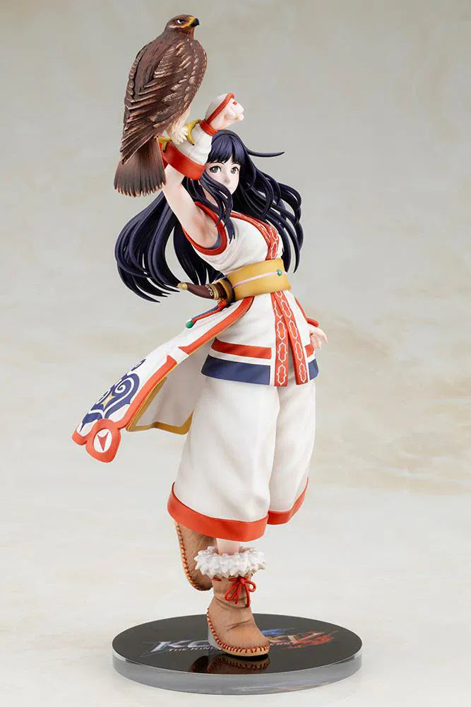 The King of Fighters XV Nakoruru 1/8 Scale Figure featuring Nakoruru in her signature outfit with long dark hair, hawk companion, and themed display base.
