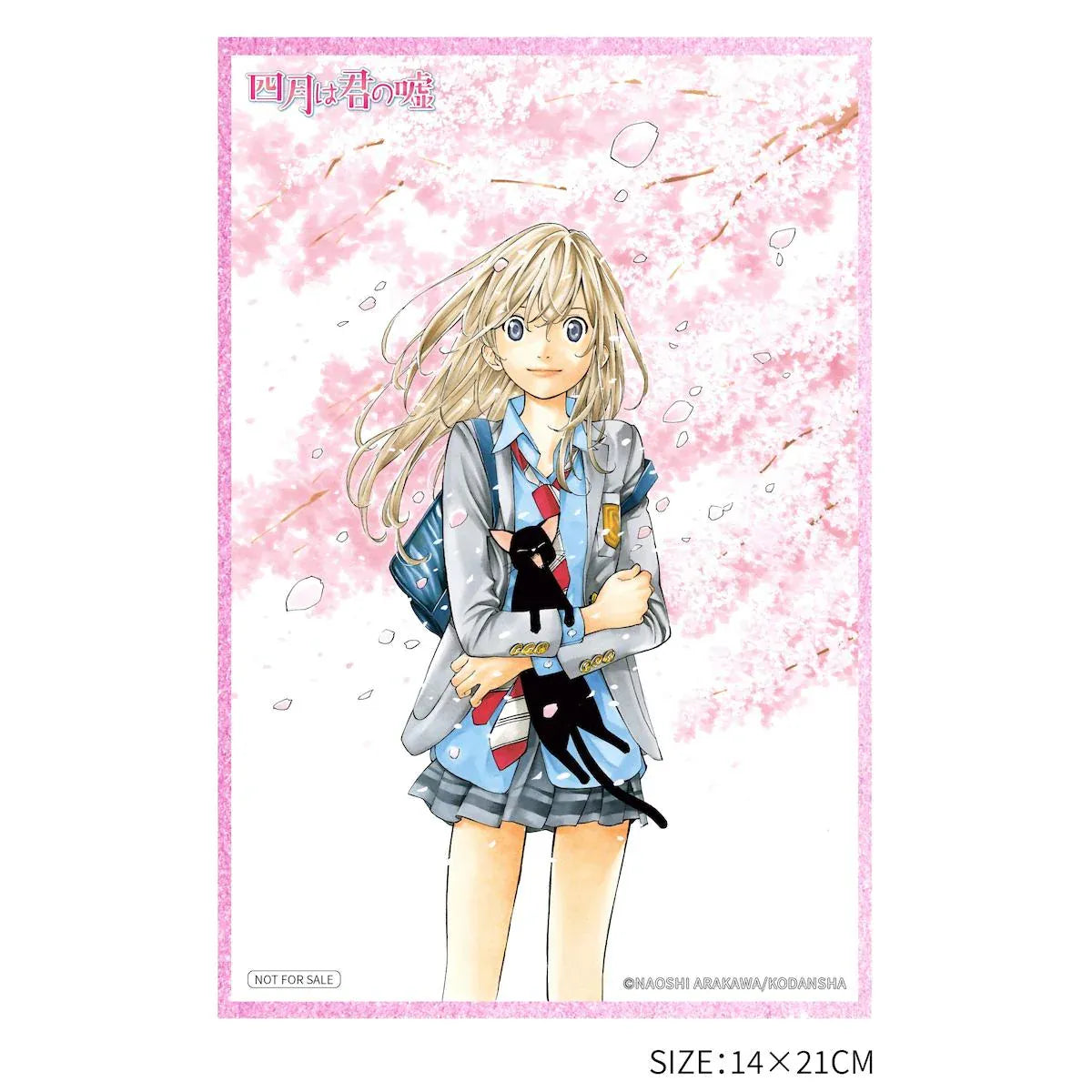 Your Lie in April Kaori Miyazono 1/6 scale figure with bonus featuring Kaori in her school uniform holding a black cat with a cherry blossom backdrop