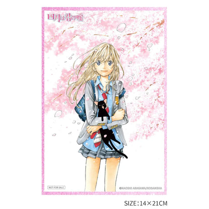 Your Lie in April Kaori Miyazono 1/6 scale figure with bonus featuring Kaori in her school uniform holding a black cat with a cherry blossom backdrop