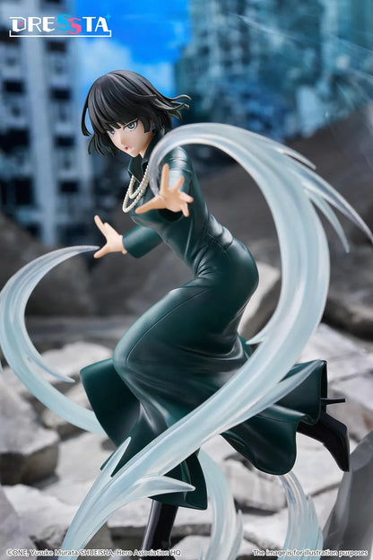 Hellish Blizzard Dressta figure in a flowing dark green dress surrounded by translucent psychic energy effects on a rocky base.