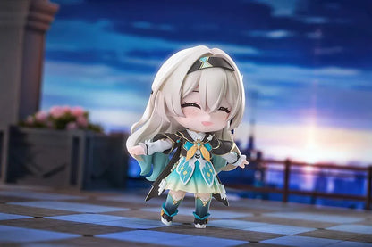 Honkai Star Rail Nendoroid Firefly Figure with teal white and gold outfit flowing hair and character accessory