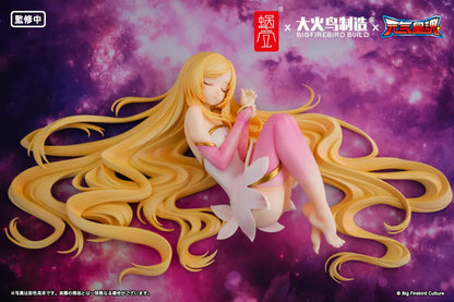 Star Guardian Soul of the Planet BeautyWorks Ling Xin 1/7 Scale Figure with long blonde hair, pink-and-white outfit, resting pose, and bonus item