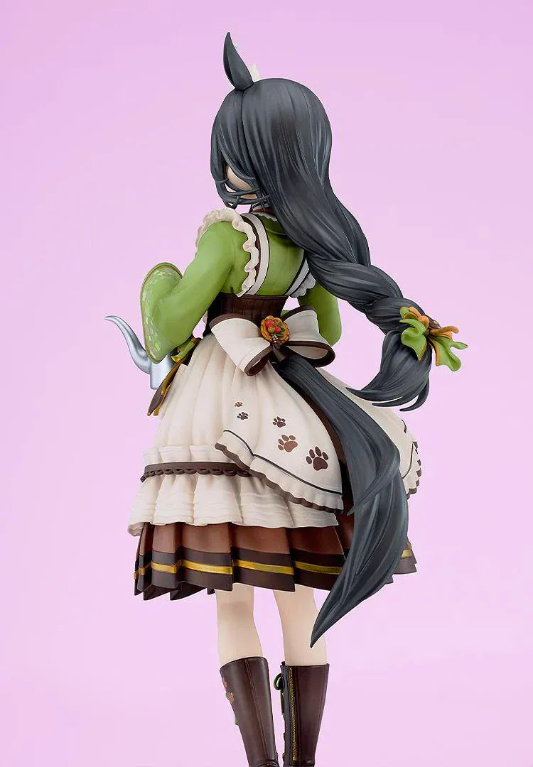 Uma Musume Pretty Derby Manhattan Cafe Willow-Green Evening 1/7 scale figure holding coffee pot with wooden base