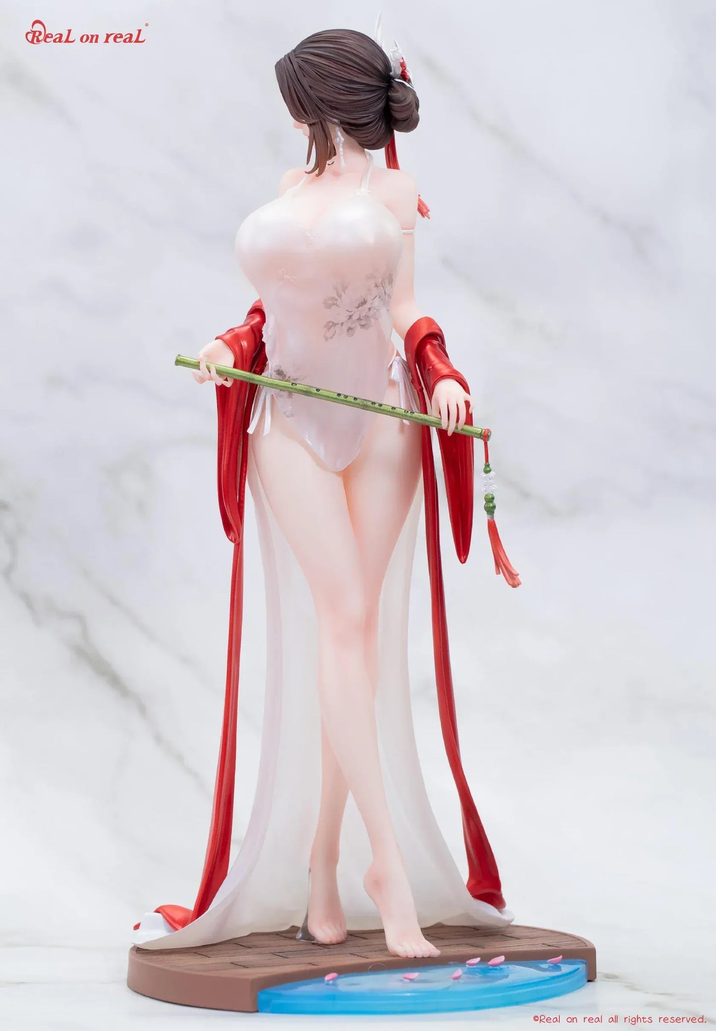 Qing Yun 1/6 scale original illustration figure with flowing white dress and red ribbons