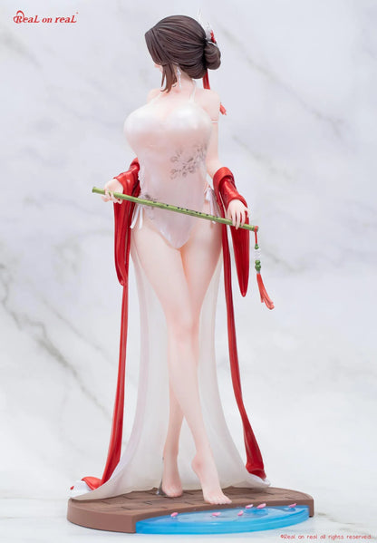 Qing Yun 1/6 scale original illustration figure with flowing white dress and red ribbons