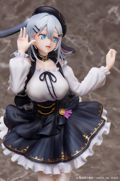Aogiri High School Yamaguro Nekuro Casual Outfit Ver. 1/7 scale figure featuring a black-and-white dress, silver hair, bunny-inspired beret, and elegant display base