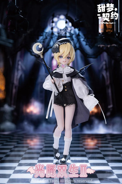 Angel and Demon Light Demon Twins 2 MJD Blind Doll six figure set featuring fantasy gothic and angel-inspired outfits