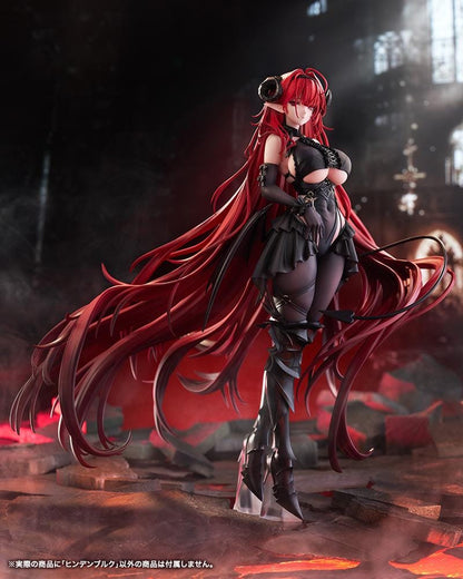 Azur Lane Hindenburg 1/7 Scale Figure with long red hair, dark outfit, horn-like accessories, armor-inspired details, and dramatic standing pose