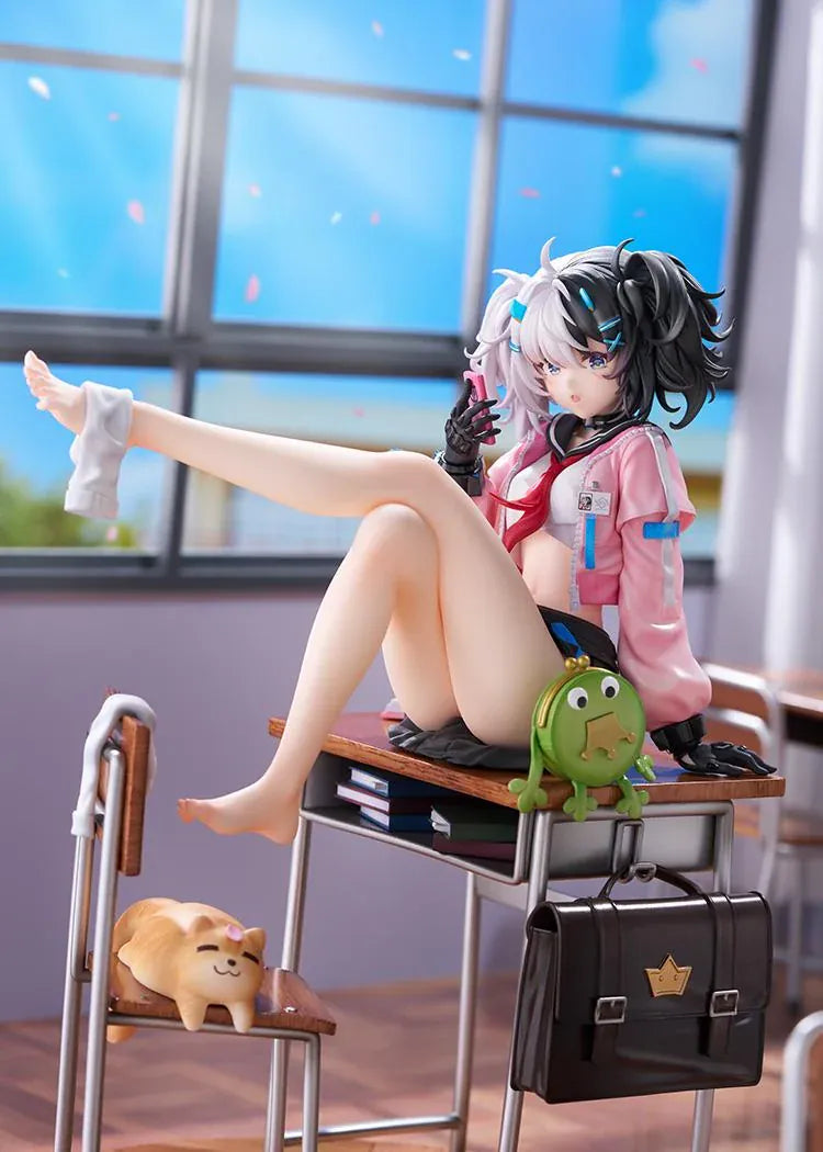 Snowbreak Containment Zone Eatchel The Cub Overdue Radiance 1/7 scale figure sitting on classroom desk with school accessories