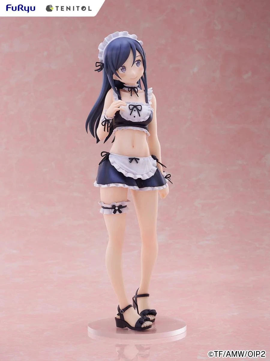 Oreimo Tenitol Tall Ayase Aragaki Swimsuit Maid Ver. Figure featuring Ayase in a navy and white maid swimsuit holding a relaxed pose surrounded by desserts