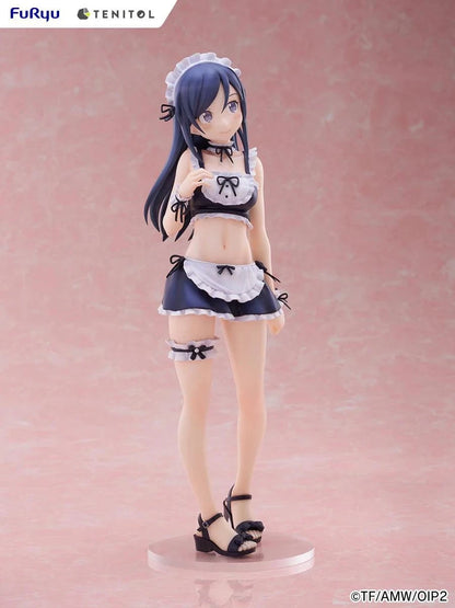 Oreimo Tenitol Tall Ayase Aragaki Swimsuit Maid Ver. Figure featuring Ayase in a navy and white maid swimsuit holding a relaxed pose surrounded by desserts