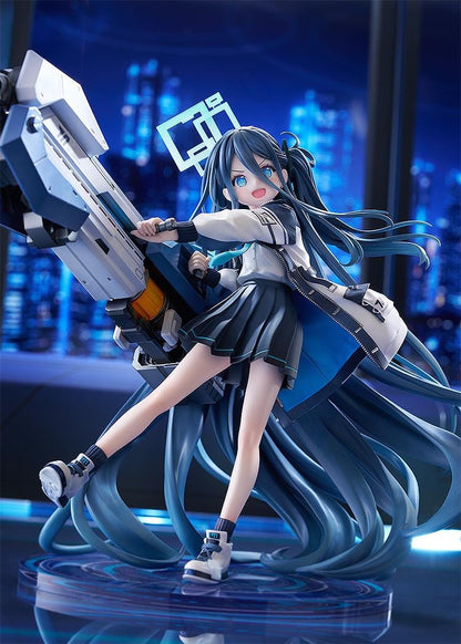 Blue Archive Aris Awaken Supernova 1/7 Scale Figure with futuristic weapon, blue hair, halo, and dynamic action pose