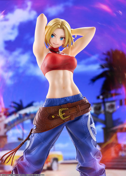 Blue Mary Limited Edition 1/7 scale figure wearing a red crop top, blue pants, brown belt, and white sneakers in a confident standing pose.