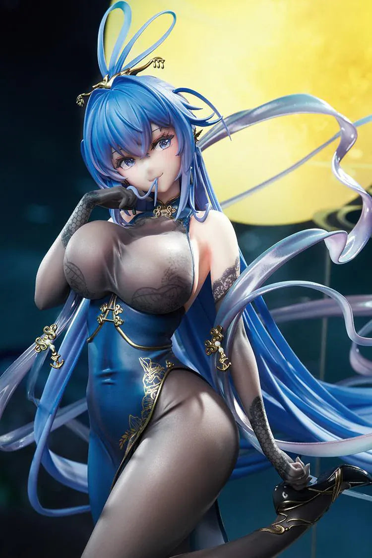 Azur Lane New Jersey Dancing in the Moonlight Ver. 1/7 Scale Figure with flowing blue hair black outfit and moonlit display base