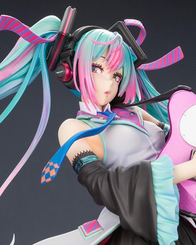 Vocaloid Bishoujo ReMIX Hatsune Miku 1/7 Scale Figure Rerun featuring Miku with teal and pink twin tails, headphones, electric guitar, black boots, and stage-inspired outfit.