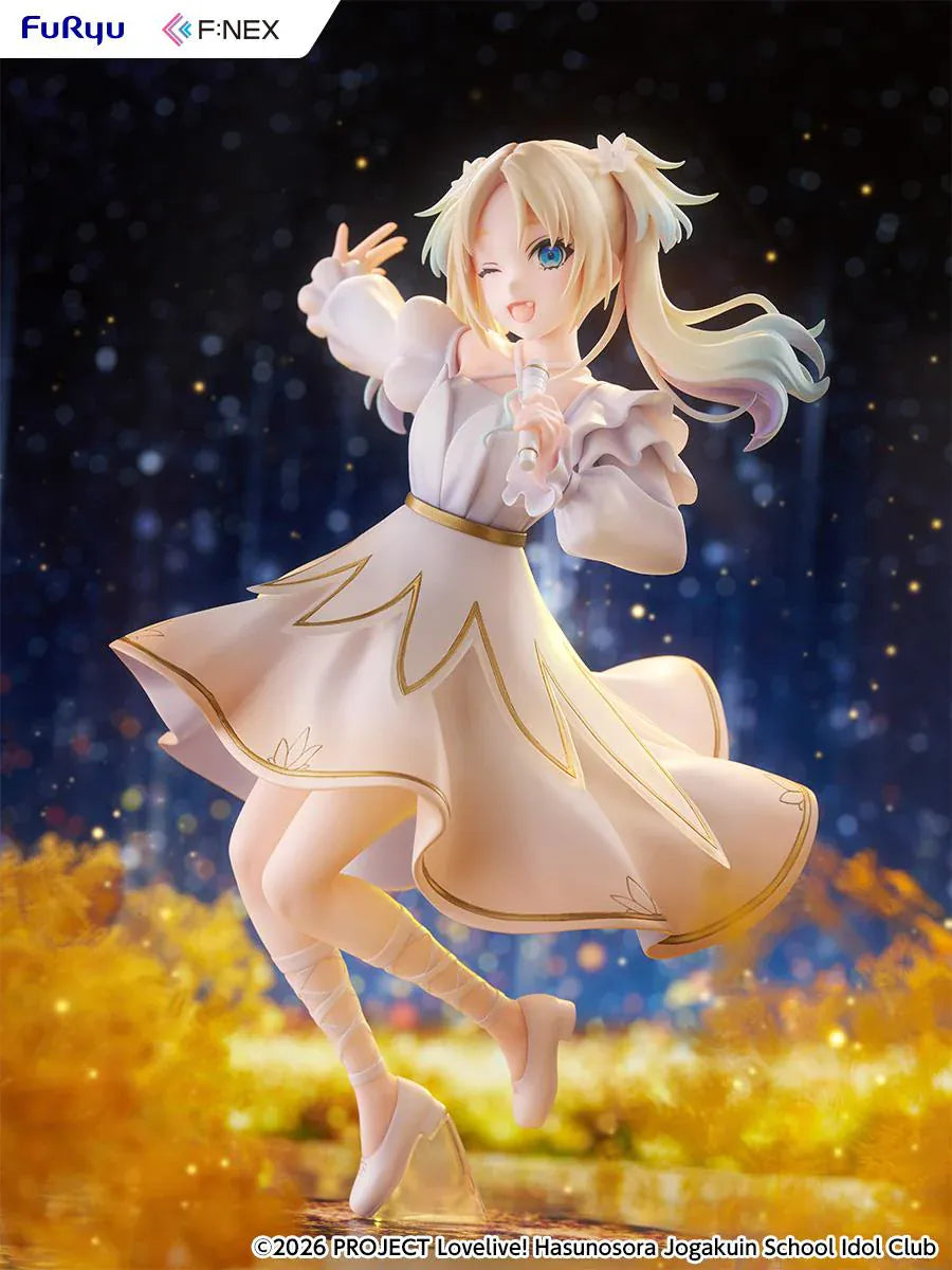 Love Live Hasunosora Girls' High School Idol Club Rurino Osawa 1/7 Scale Figure in white idol dress holding a microphone