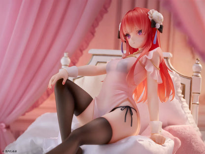 Illustration Silky Slinky Anna See-Through China Dress Ver. 1/6 scale figure seated on cushion with elegant translucent outfit