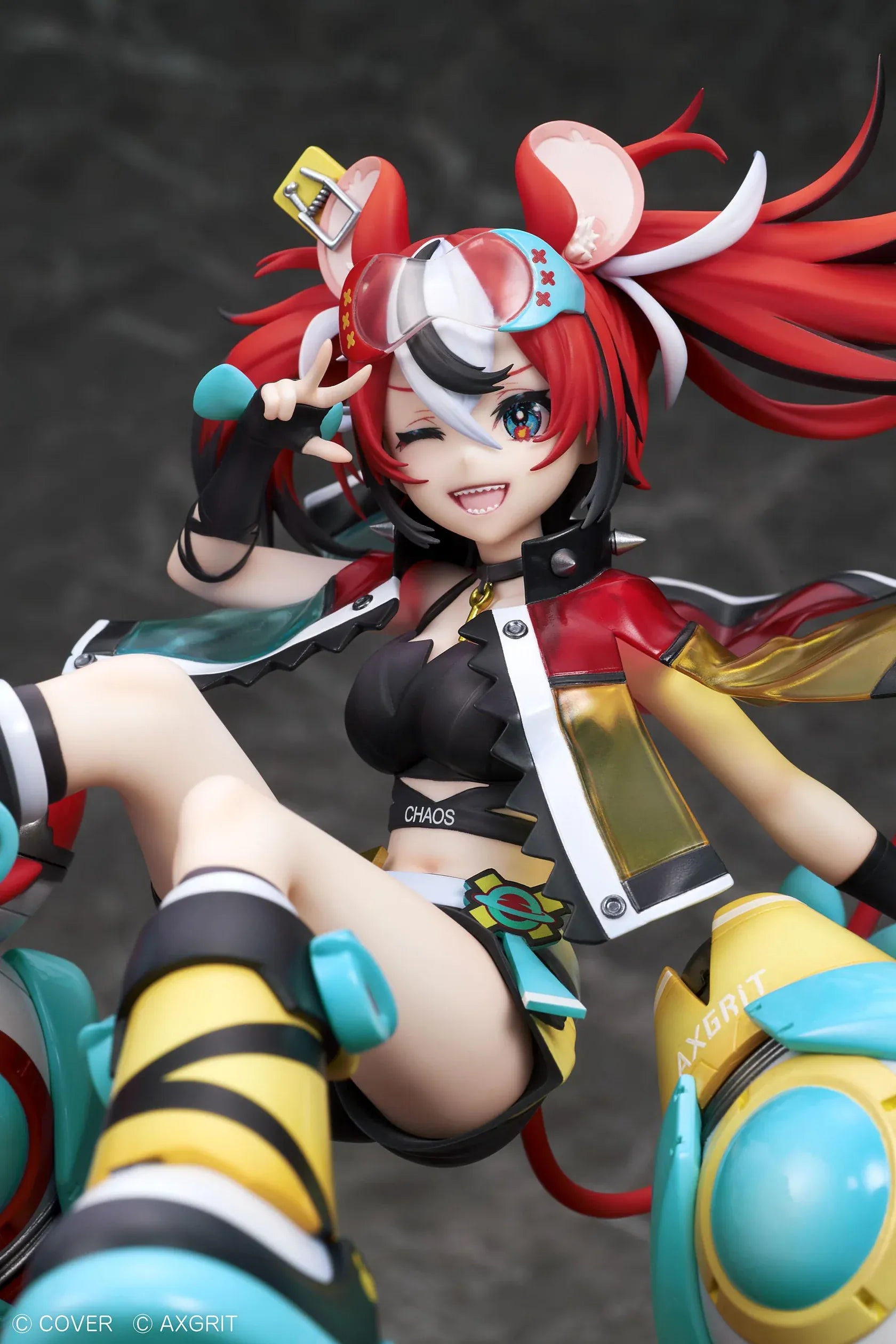 Hololive Hakos Baelz AXGRIT version 1/7 scale figure with dynamic pose red twin tails and mechanical companions