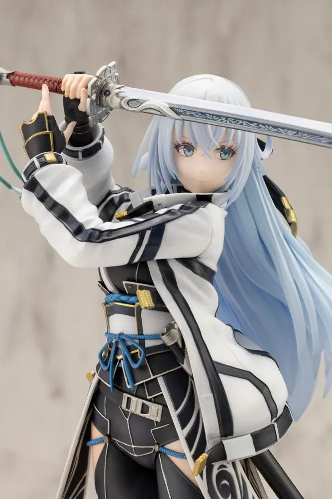 Trails through Daybreak Shizuna Rem Misurugi 1/8 scale figure with flowing pale blue hair, a white jacket, and a sword raised above her head.