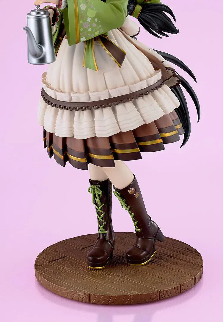 Uma Musume Pretty Derby Manhattan Cafe Willow-Green Evening 1/7 scale figure holding coffee pot with wooden base