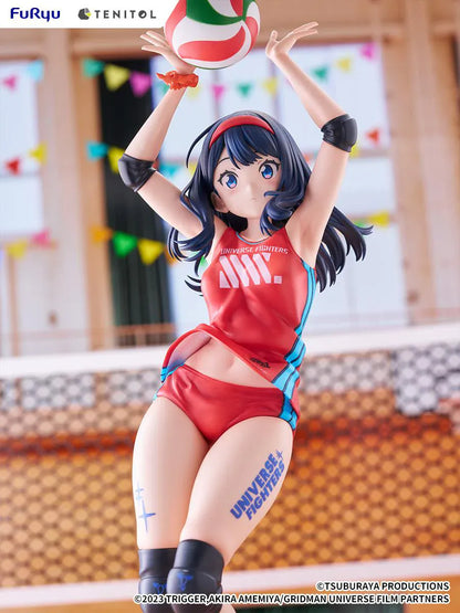 Gridman Universe Tenitol Tall Rikka Takarada Sportswear Ver. Figure in red volleyball sportswear holding a volleyball