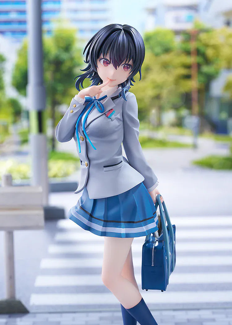 I Made Friends with the Second Prettiest Girl in My Class Umi Asanagi 1/7 Scale Figure featuring Umi in a school uniform with short dark hair, blue skirt, knee-high socks, and school bag.