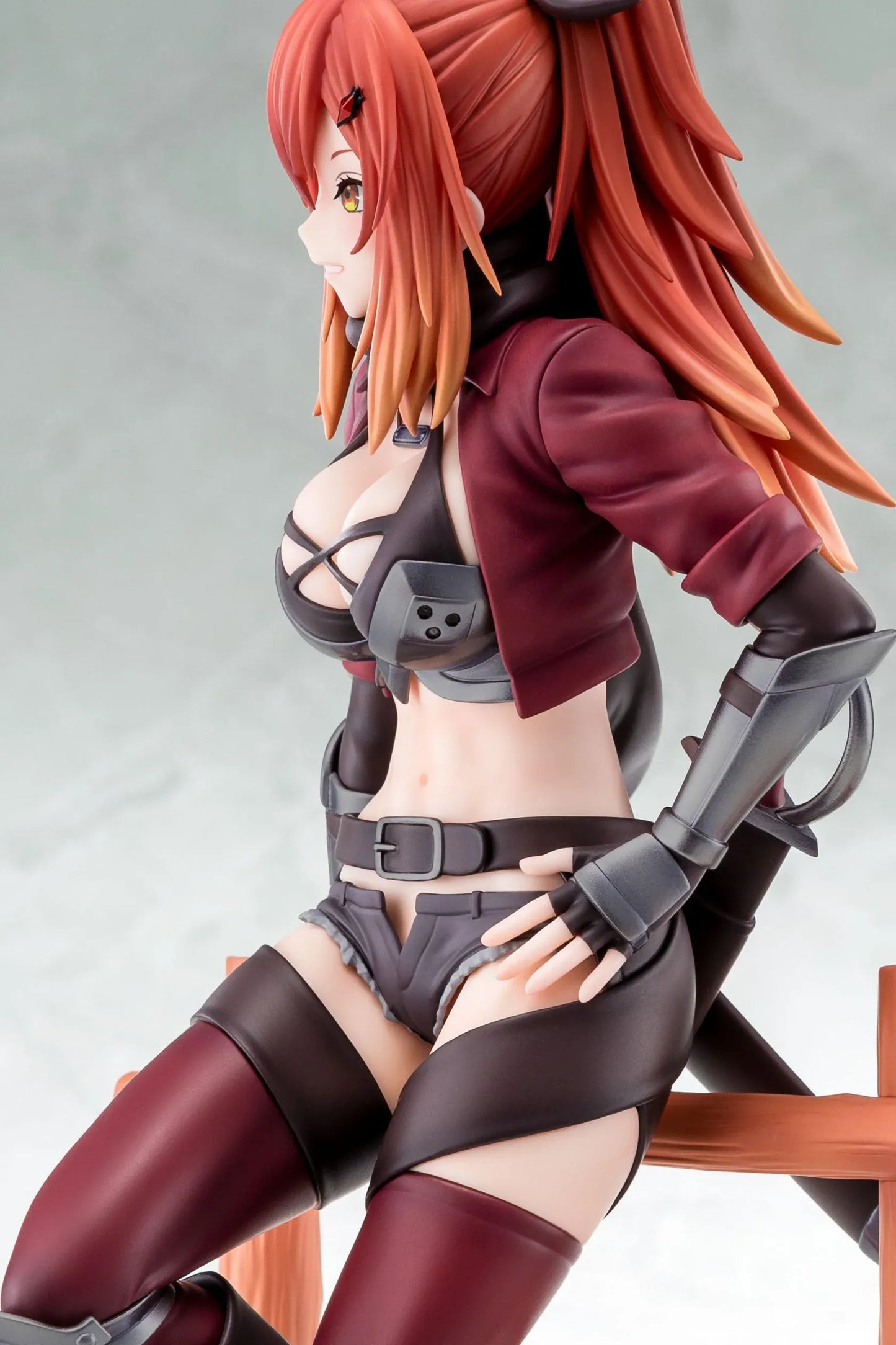 From Old Country Bumpkin to Master Swordsman Surena Lysandra 1/6 scale figure sitting on a wooden fence with detailed fantasy armor