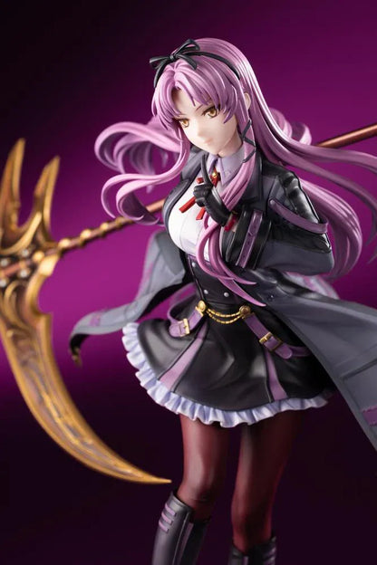 The Legend of Heroes Renne Bright Ver. 2 1/8 scale figure holding a large golden scythe in a black-and-purple outfit.