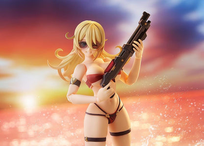 BUNNY SUIT PLANNING figma Veronica Sweetheart Swimsuit Ver. Figure with blonde hair, red swimsuit, sunglasses, platform sandals, and weapon accessory