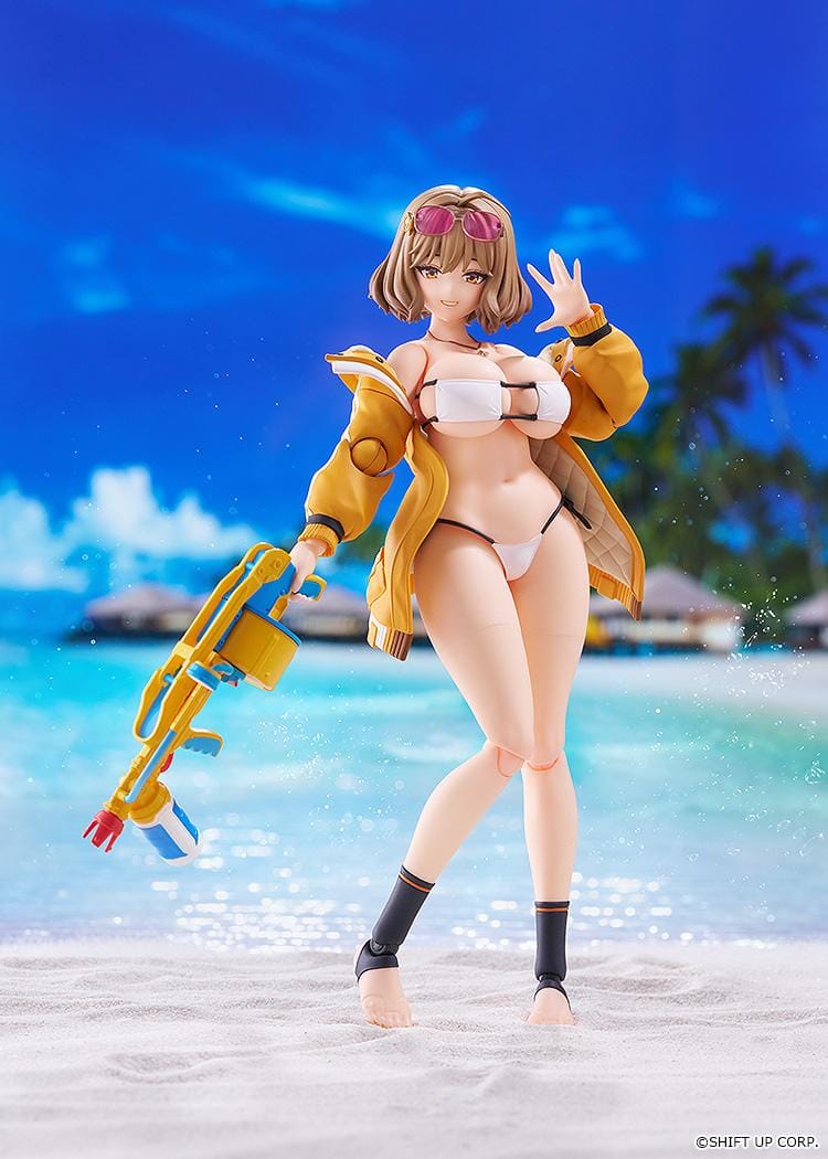 GODDESS OF VICTORY NIKKE figma Anis Sparkling Summer figure wearing swimsuit and yellow jacket with colorful water gun