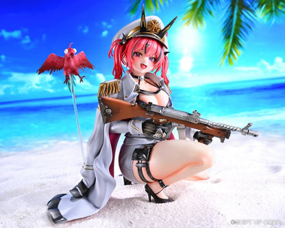 Goddess of Victory: Nikke Mast 1/7 scale figure kneeling on red-and-white base in white naval uniform with rifle and red parrot