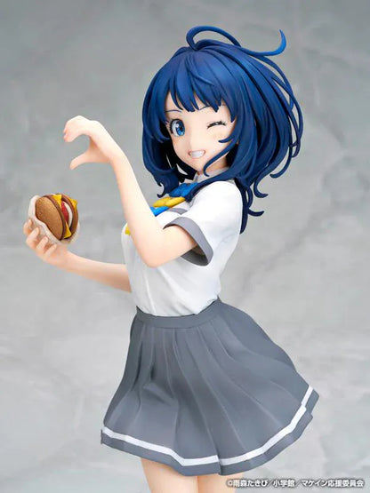 Too Many Losing Heroines Anna Yanami 1/7 Scale Figure featuring Anna with short blue hair, school uniform, snack accessory, and playful peace-sign pose.