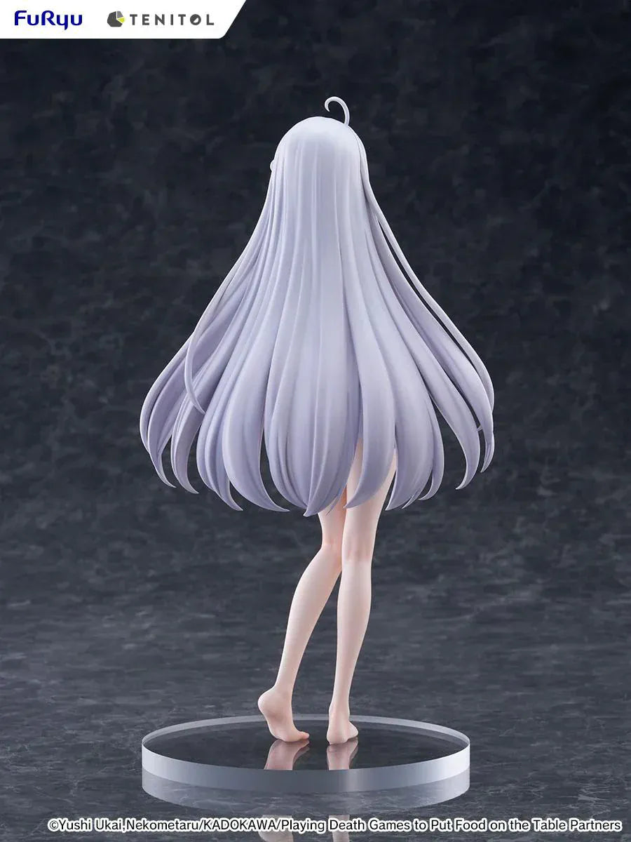 Playing Death Games to Put Food on the Table Tenitol Tall Yuki Golden Bath Ver figure with long silver hair and white towel design.