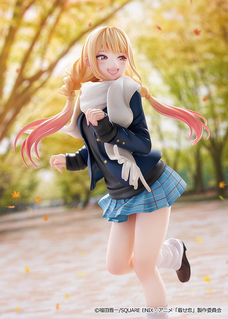 My Dress-Up Darling Marin Kitagawa Winter Uniform Ver 1/7 scale figure wearing blazer, scarf, and plaid skirt in dynamic pose.