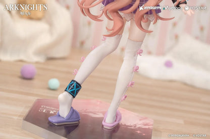 Arknights Gift Plus Eyjafjalla the Hvit Aska One More Story Ver 1/8 Scale Figure wearing a purple plaid skirt, thigh-high socks, pastel accessories, and slippers