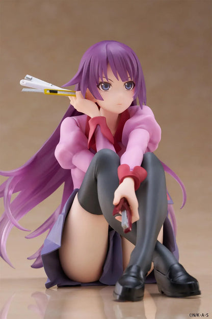 Hitagi Senjougahara Desktop Cute reissue figure from Monogatari Series sitting with stationery accessories