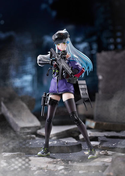 Girls' Frontline 2 Exilium figma Klukai Figure featuring Klukai with light blue hair, tactical outfit, purple jacket, weapon accessory, and futuristic gear details.