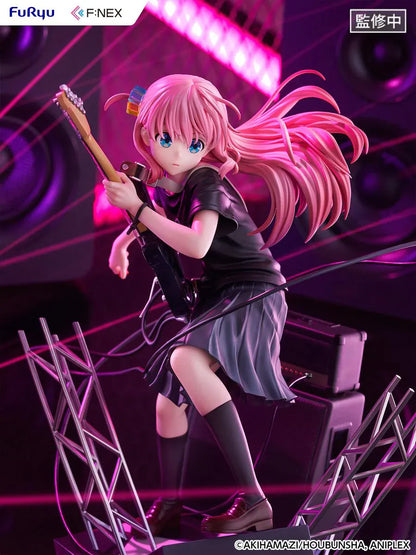 Bocchi the Rock F:Nex Hitori Gotoh Live Ver. 1/7 Scale Figure with pink hair, guitar, stage speakers, amplifier, and concert display base