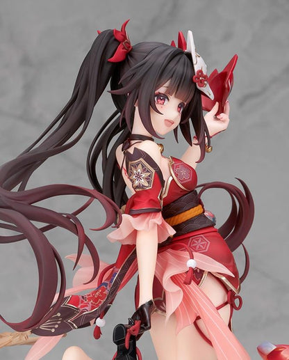 Honkai Star Rail Sparkle 1/7 scale figure in red and black outfit surrounded by translucent water effects and colorful goldfish