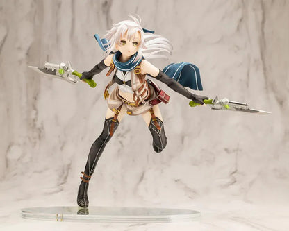 The Legend of Heroes Fie Claussell 1/8 Scale Figure Rerelease with white hair, flowing scarf, dual blade weapons, and dynamic action pose