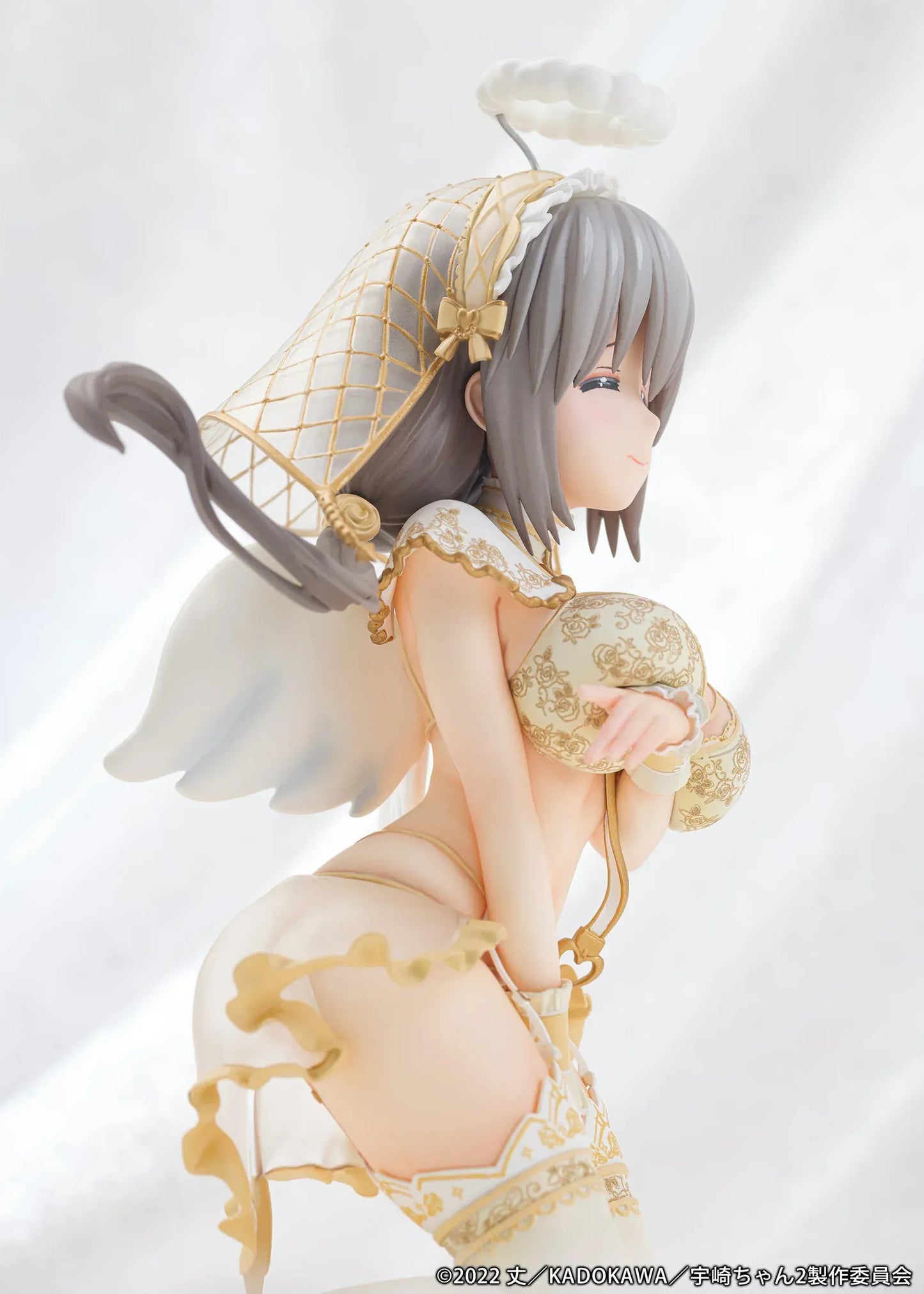 Tsuki Uzaki Angel Version 1/7 scale figure from Uzaki-chan Wants to Hang Out kneeling pose