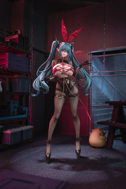 Azur Lane Regensburg The Dark Dragon’s Dungeon 1/6 scale figure with black bodysuit, red accents, and flowing teal twin-tails