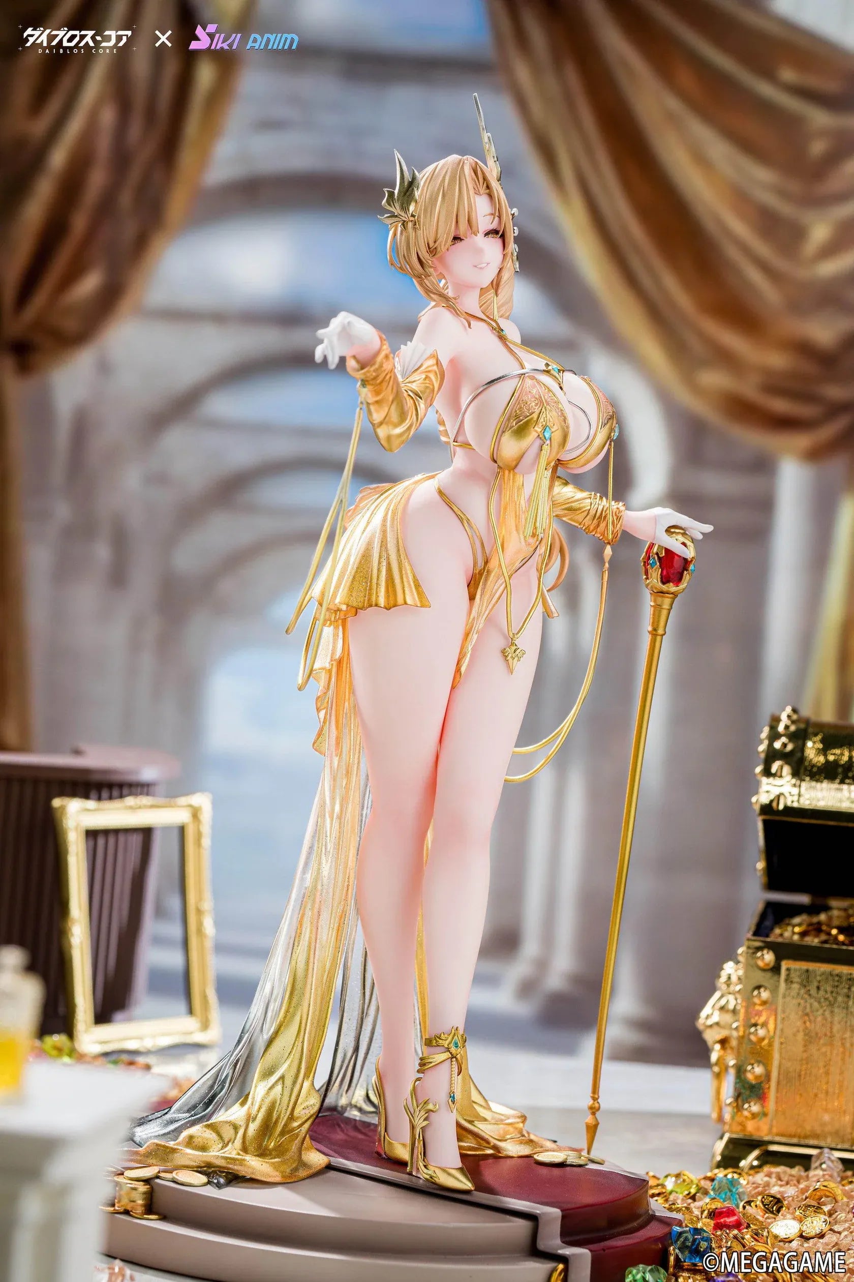Daiblos Core Lobera Hot Passion Night Ver. 1/6 Scale Figure wearing an ornate gold outfit with jeweled accessories and decorative staff