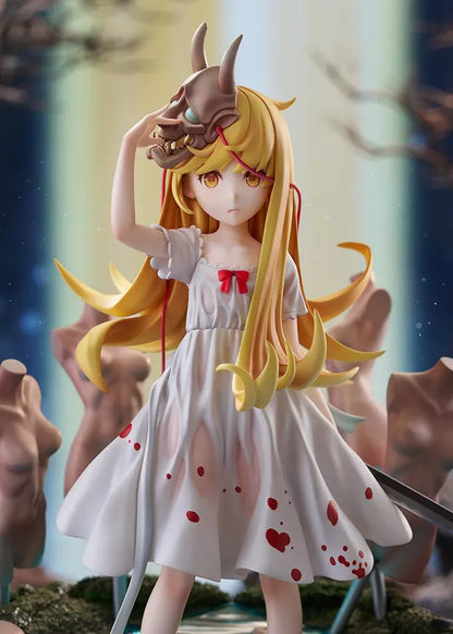 Shinobumonogatari G.S. Collection Shinobu Oshino 1/7 scale figure with oni mask, sword, white dress, and water effect base