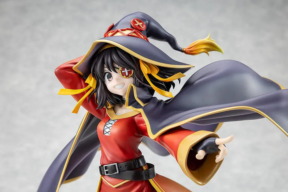 Haruhi Suzumiya KONOSUBA Megumin Collaboration Ver. 1/7 Scale Figure in red mage outfit with witch hat and flowing cape