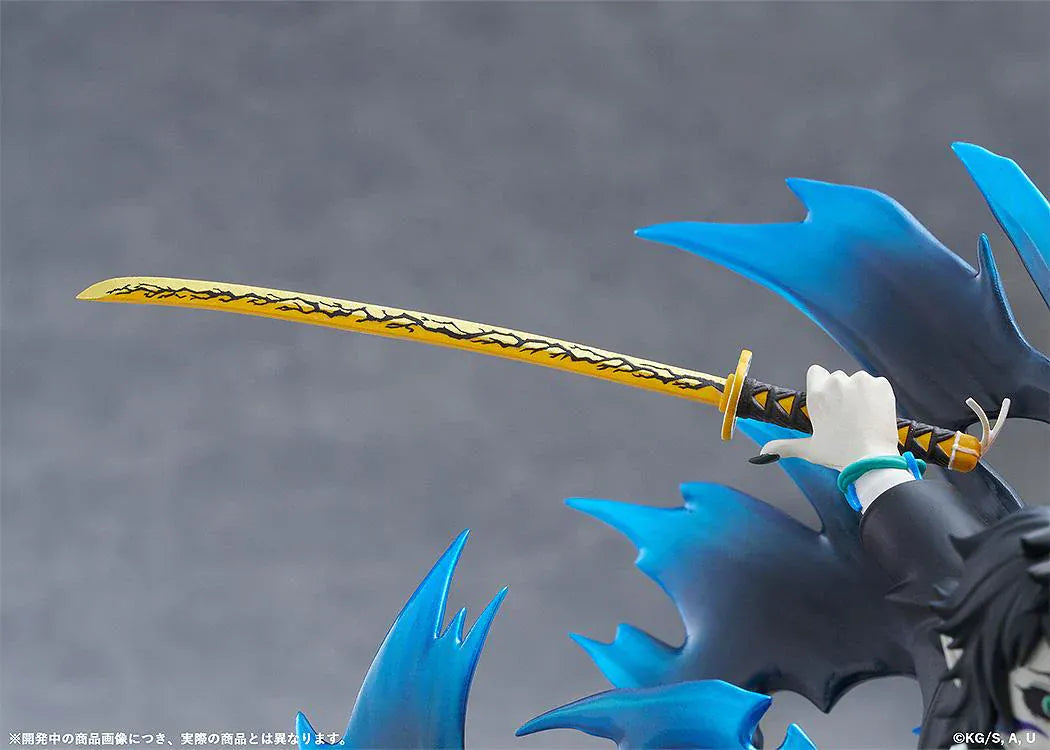 Zenitsu Agatsuma and Kaigaku Demon Slayer figure with lightning effects in dynamic battle pose